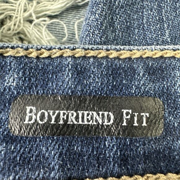 Judy Blue Jeans Womens 11/30 Blue Boyfriend Fit Distressed Stretch Mid Rise - Picture 9 of 13